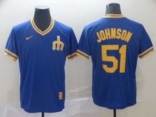 Men's Seattle Mariners Randy Johnson #51 Blue Replica Baseball Jersey1