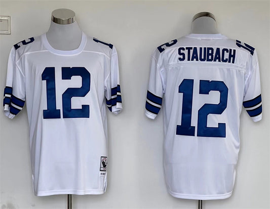 Men's Dallas Cowboys Roger Staubach Mitchell & Ness White Legacy Replica Jersey1