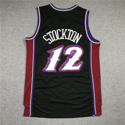 Men's Utah Jazz John Stockton Black 1998-99 Hardwood Classics Swingman Jersey1