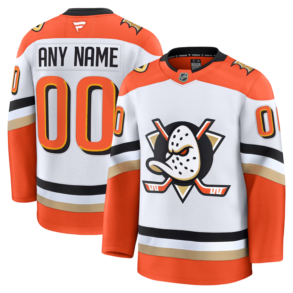 Men's Anaheim Ducks Fanatics White Away Premium Custom Jersey
