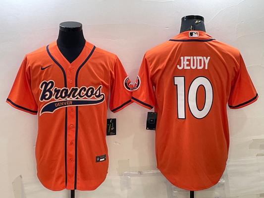 Men's Denver Broncos Jerry Jeudy #10 Orange Game Jersey1 Joint Edition