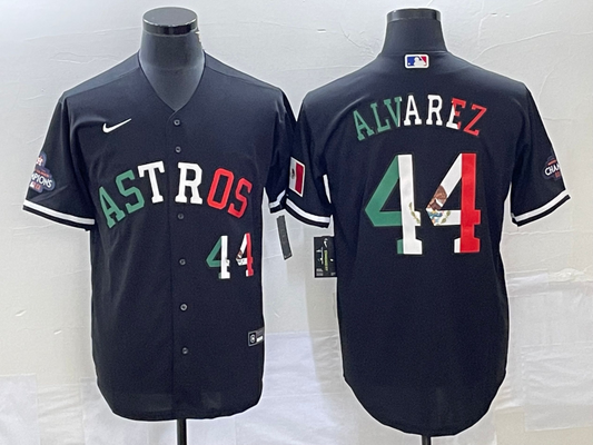 Men's Houston Astros Yordan Alvarez #44 Black Alternate Replica Player Jersey1