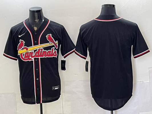 Men's St. Louis Cardinals Fashion Replica Black Out Jersey