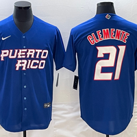 Men's 2023 World Baseball Classic #21 Roberto Clemente Puerto Rico Blue Jersey1