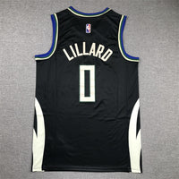 Men's Milwaukee Bucks Damian Lillard #0 Black Fast Break Player Jersey1 - Statement Edition