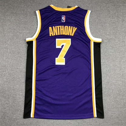 Men's Los Angeles Lakers Carmelo Anthony #7 Purple Fast Break Replica Jersey1
