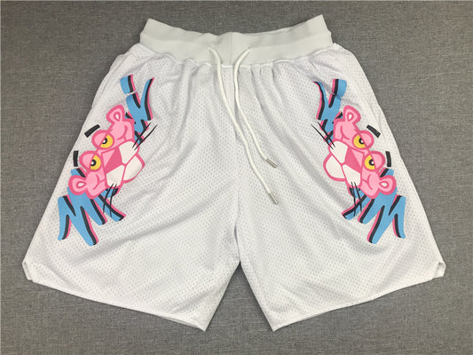 Men's Miami Heat Pink Panther White Basketball Shorts1