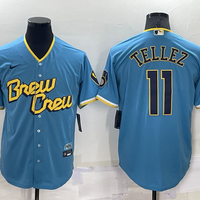 Men's Milwaukee Brewers Rowdy Tellez #11 Blue Stitched Jersey1