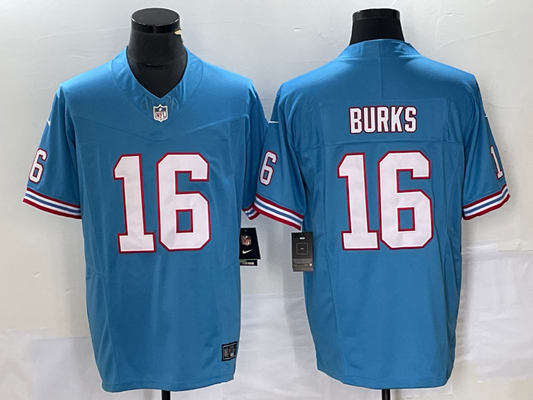 Men's Tennessee Titans Treylon Burks #16 Light Blue Oilers Throwback Alternate Game Player Jersey1