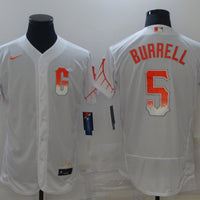 Men's San Francisco Giants Pat Burrell #5 White Replica Baseball Jersey1 City Edition