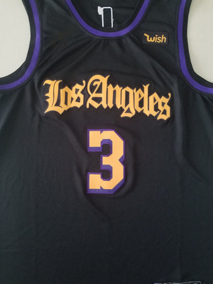Men's Los Angeles Lakers Anthony Davis Black #3 Swingman Jersey1