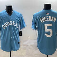 Men's Los Angeles Dodgers Freddie Freeman #5 Light Blue Limited Player Jersey1
