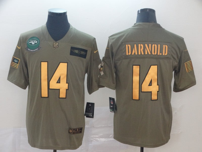 Men's New York Jets Sam Darnold #14 Brown Game Jersey1