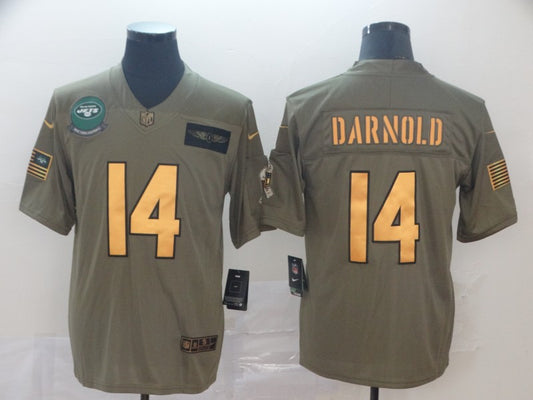 Men's New York Jets Sam Darnold #14 Brown Game Jersey1