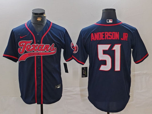 Men's Houston Texans Will Anderson Jr. #51 Navy Player Jersey1