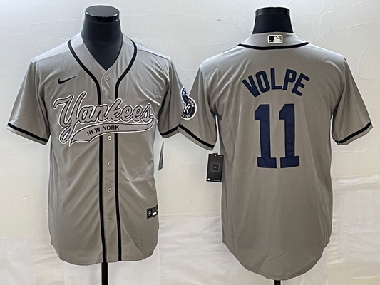 Men's New York Yankees Anthony Volpe #11 Gray Player Jersey1 Joint Edition