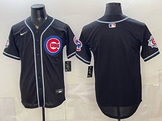 Men's Chicago Cubs Fashion Replica Black Out Jersey