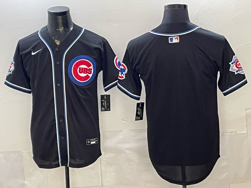Men's Chicago Cubs Fashion Replica Black Out Jersey