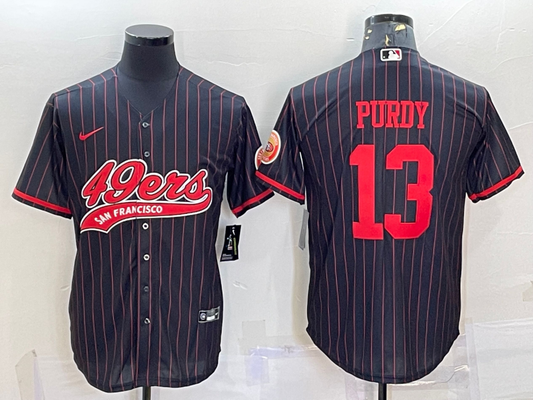 Men's San Francisco 49ers Brock Purdy #13 Black Game Player Jersey1 Joint Edition