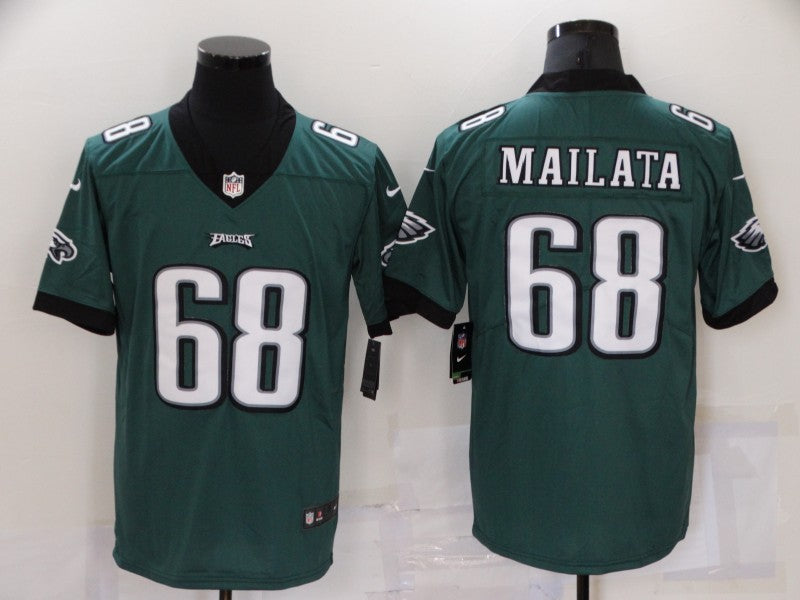 Men's Philadelphia Eagles Jordan Mailata #68 Midnight Green Game Jersey1