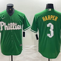 Men's Philadelphia Phillies Bryce Harper #3 Green Replica Game Jersey1