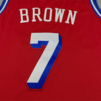 Men's Philadelphia 76ers Jaylen Brown #7 Red Swingman Jersey - Statement Edition