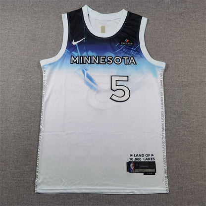 Men's Minnesota Timberwolves Anthony Edwards #5 White 2024/25 Swingman Player Jersey1 - City Edition