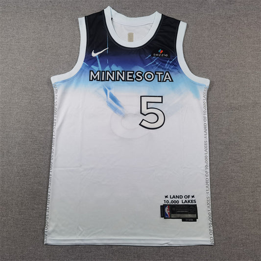 Men's Minnesota Timberwolves Anthony Edwards #5 White 2024/25 Swingman Player Jersey1 - City Edition