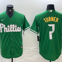 Men's Philadelphia Phillies Trea Turner #7 Green Replica Player Jersey1