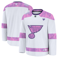 Men's St. Louis Blues Fanatics White Purple 2024 Hockey Fights Cancer Practice Blank Jersey