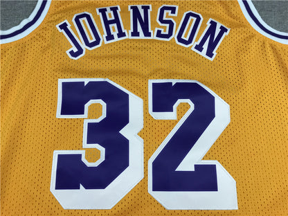 Men's Los Angeles Lakers Magic Johnson #32 Yellow Throwback Jersey1