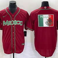 Men's 2023 World Baseball Classic Mexico Red Alternate Game Jersey1