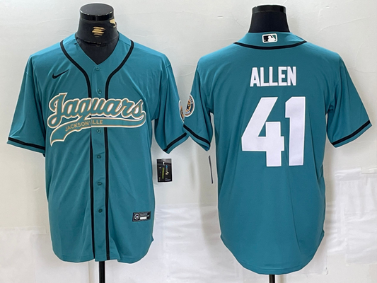 Men's Jacksonville Jaguars Josh Hines-Allen #41 Teal Game Jersey1