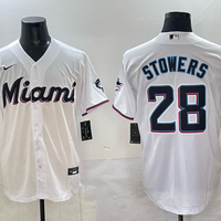 Men's Miami Marlins Kyle Stowers #28 White Home Replica Player Jersey