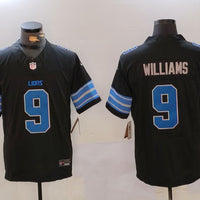 Men's Detroit Lions Jameson Williams #9 Black Player Game Jersey1