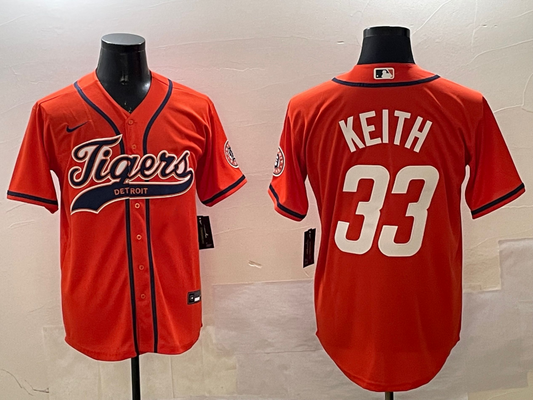 Men's Detroit Tigers Colt Keith #33 Orange Replica Player Jersey1