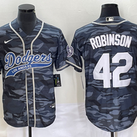 Men's Los Angeles Dodgers Jackie Robinson #42 Grey Camouflage Player Jersey1 Joint Edition