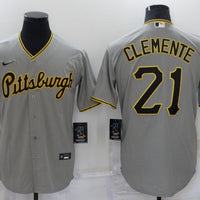 Men's Pittsburgh Pirates Roberto Clemente #21 Gray Replica Baseball Jersey1