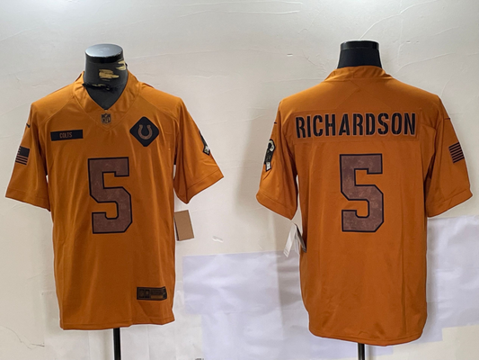 Men's Indianapolis Colts Anthony Richardson #5 Brown Salute To Service Limited Jersey1