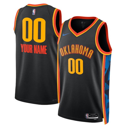 Men's Oklahoma City Thunder Black 2024/25 Custom Swingman Jersey1 - City Edition