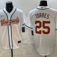 Men's Venezuela Baseball Gleyber Torres #25 White 2026 World Baseball Classic Stadium Jersey