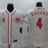 Men's Cincinnati Reds Shogo Akiyama #4 White Replica Baseball Jersey1