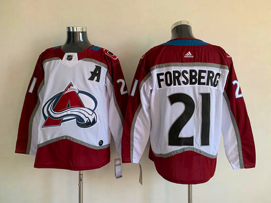 Men's Colorado Avalanche Peter Forsberg #21 White Home Breakaway Jersey1