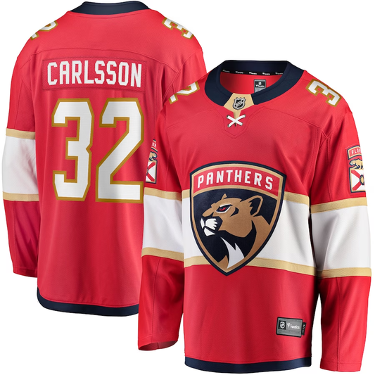 Men's Florida Panthers Lucas Carlsson #32 Red Player Jersey1