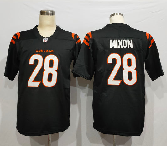 Men's Cincinnati Bengals Joe Mixon #28 Black Game Player Jersey2