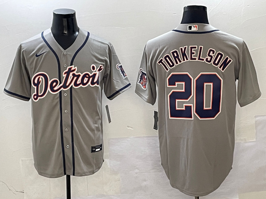 Men's Detroit Tigers Spencer Torkelson #20 Gray Replica Player Jersey1