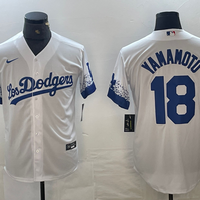 Men's Los Angeles Dodgers Yoshinobu Yamamoto #18 White Replica Player Jersey1