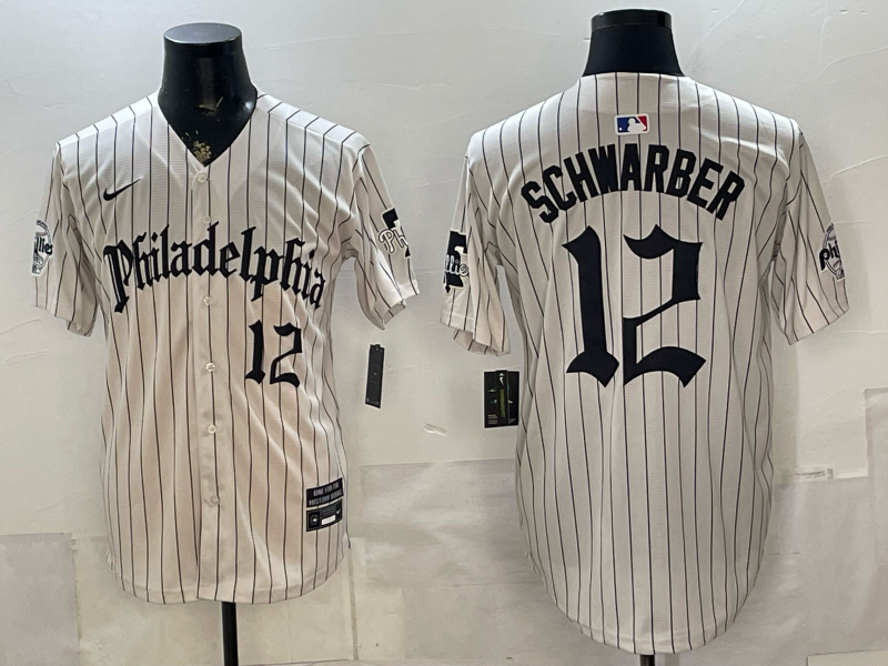 Men's Philadelphia Phillies Kyle Schwarber #12 Cream Replica Player Jersey