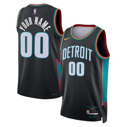 Men's Detroit Pistons Charcoal 2025/26 City Edition Swingman Custom Jersey