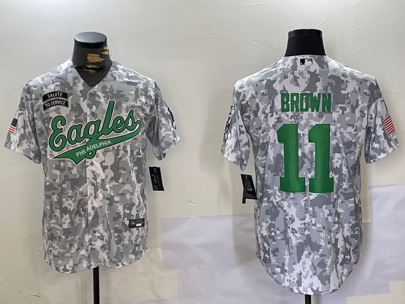 Men's Philadelphia Eagles A.J. Brown #11 Arctic Camo 2024 Salute to Service Player Jersey1